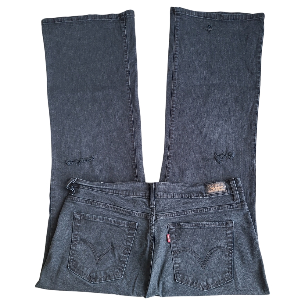 Levis Perfectly Slimming 512 Bootcut Size 16 SHORT Jeans Black Stretch Denim - Picture 3 of 11